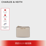 CHARLES&KEITH質感純色包包女包多卡位短款錢包女士生日禮物CK6-10680907 Ivory象牙色 XXS