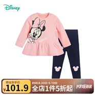 迪士尼童裝兒童衛(wèi)衣套裝卡通休閑套裝 女童米妮粉色223T1432 130