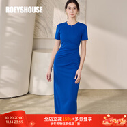 ROEYSHOUSE羅衣時尚寶藍色修身連衣裙2025夏季新款氣質褶皺包臀針織裙11951 寶藍色 S