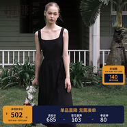 Teenie Weenie小熊白色連衣裙2025夏季新款優(yōu)雅氣質(zhì)黑色法式連身裙 黑色 L