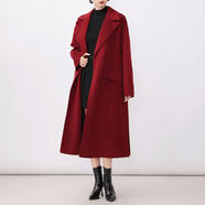 GIRDEAR/哥弟熱力感百搭寬松棉羊毛大衣外套女（附腰帶）1400640 酒紅 XS (1)