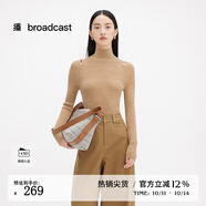 播高領(lǐng)羊毛針織衫女商場(chǎng)同款秋季新款內(nèi)搭緊身毛衣BDQ4SD1204 O60斑鳩色 S