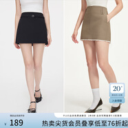 范思藍恩秋季高腰短裙女2024新款灰色氣質(zhì)通勤淑女韓版小A字裙子女送腰帶 黑色 XS