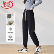 浪莎束腳運動(dòng)褲女秋冬季高腰寬松舒適衛褲女士通勤運動(dòng)健身休閑褲子女 黑色 -春秋常規款 2XL (130-145斤)