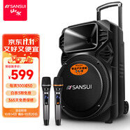 山水（SANSUI）A12-66 12吋廣場舞音響 戶外音響卡拉ok重低音藍牙音響 便攜式K歌移動舞臺拉桿音箱大功率擴音器 旗艦版（12寸重低音+雙麥）