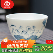 MULTIPOTENT主人杯功夫茶具茶杯手繪白瓷品茗杯辰杯-蓮蓬精美伴手禮盒套裝