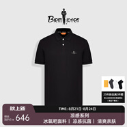 比音勒芬（Biemlfdlkk）【冰氧吧】2025春夏新款男休閑上衣多色抗菌涼感舒彈短袖POLO衫T 07黑色 2XL （115）