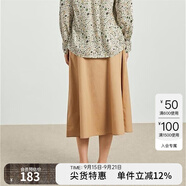 Marc O'Polo/MOP 春夏新品女士全棉素色垂感半身裙子梭織傘裙 小麥色775 XXS
