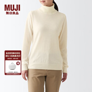 無印良品（MUJI）女式 頸部使用了棉的 可水洗高領(lǐng)毛衣 長袖打底針織衫 BAG15A2A 米白色 XS (150/76A)