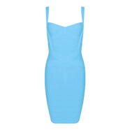 經(jīng)典繃帶連衣裙吊帶辣妹女裝歐美夜店性感彈性多色包臀裙工廠(chǎng) 淺藍色 L