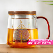 雅集玻璃杯一葉菩提杯500ml男女士辦公家用耐熱玻璃泡茶茶水分離杯子