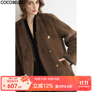 COCOBELLA質(zhì)感豐盈環(huán)保皮草冬長款氣質(zhì)裸領(lǐng)加厚毛絨外套WL58 巧克力棕 S