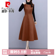 皮爾卡丹毛呢背心連衣裙女秋冬季日韓新款法式氣質(zhì)長(cháng)裙背帶裙套裝減齡洋氣 焦糖 L 105-115斤