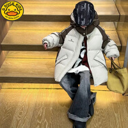 G.DUCKKIDS小黃鴨冬季新款兒童服男女童拼色中大童時(shí)尚休閑上衣鴨絨外套 米白色 140 碼