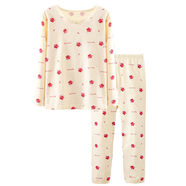 爸媽親（KIDS MAN&DAD）兒童內(nèi)衣套裝20秋新款女童套裝小貓秋衣秋褲家居服A類新款 黃色小貓 90 cm