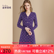 迪菲麗格歐洲站紫色V領(lǐng)針織連衣裙女春2024新款洋氣顯白毛衣裙子 圖片色 S