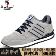 西域駱駝（VANCAMEL）清倉棉鞋男冬季加絨保暖皮面男鞋防滑軟底休閑運(yùn)動(dòng)鞋阿甘鞋子 2018灰色/加絨 偏小 拍大一碼/官 38