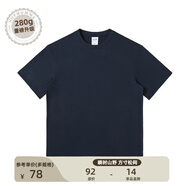NOTHOMME日系潮牌夏季男款簡(jiǎn)約純色圓領(lǐng)T恤情侶裝寬松打底衫 藏青色280g升級 寬松版 XL (180)