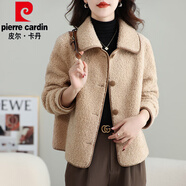 皮爾卡丹（pierre cardin）2024新款輕奢小香風(fēng)羊羔毛外套冬小個(gè)子羊剪絨大衣女皮毛一體 米色 2XL _145-160斤左右