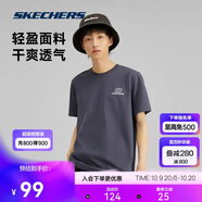 斯凱奇（Skechers）夏季男女情侶同款繽紛休閑系列透氣半袖針織短袖T恤