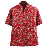 歌班婭半袖馬甲駝絨棉襖中老年冬媽媽新款保暖坎肩內膽棉衣加厚外套中袖 紅花【半袖】 4XL  【體重130-145斤】