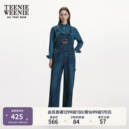 Teenie Weenie小熊女裝春裝休閑棉質(zhì)舒適牛仔褲背帶褲女士長(zhǎng)褲 深藍(lán)色 L (170)