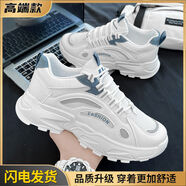 花花公子（PLAYBOY）花花公子運動(dòng)男鞋2025新款夏季網(wǎng)面學(xué)生網(wǎng)鞋休閑男生老爹增高 白色高品質(zhì) 37