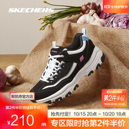 斯凱奇（Skechers）奧利奧熊貓鞋丨老爹鞋男女經(jīng)典黑白復古秋冬輕便潮流增高運動休閑 女款-黑色/藍色-BKBL 35.5