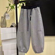 麥科貝爾（maycobell）【初秋上新】?jì)和澴幽型\動(dòng)褲秋裝2025新款時(shí)尚中大童休閑褲 深灰色 春秋款 100   建議身高90-95體重30斤
