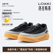 LOXKI（洛克斯基）Alpha小圓鞋Lite板鞋子男潮流百搭休閑鞋 明星同款 生膠黑底-加棉款 【疊加態(tài)科技】 36