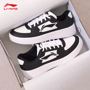 李寧元寶板鞋女士鞋子2025秋冬新款休閑厚底增高學(xué)生小白顏值百搭運動(dòng) 黑色/標準白【月臨】 37