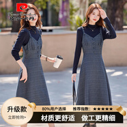 皮爾卡丹配大衣毛呢吊帶連衣裙兩件套女秋冬2025新款感開(kāi)叉內搭打底裙 藏青色【面料升級版】 L