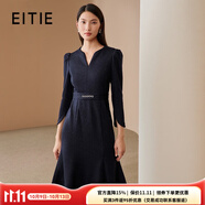 愛(ài)特愛(ài)（EITIE）千金感氣質(zhì)v領(lǐng)魚(yú)尾毛呢連衣裙顯瘦通勤冬季新款優(yōu)雅女人6807524 深藍色31 M 160