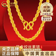 中國黃金（CHINA GOLD）實(shí)心素鏈麻花鏈足金黃金絞絲鏈項鏈老婆生日禮物中秋節禮物送女友 【定制款-付款10天內發(fā)貨】 約30.5g