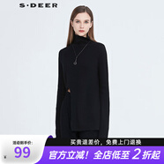 S.DEERS.DEER圣迪奧女裝個性高領不規(guī)則長袖針織衫S20483531 黑色/91 M/165