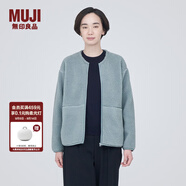 無印良品（MUJI）女式  長毛抓絨 夾克 短款外套女  簡約風(fēng) BB2NSA3A 淺藍(lán)色 S(155/80A)