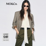 MO&Co.西裝2025冬新品復古英倫風(fēng)精工千鳥(niǎo)格肌理墊肩毛呢外套MBE4BLA008 威爾斯格紋 XS /155