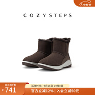 COZY STEPS可至男士24冬季厚底舒適羊皮毛一體保暖防寒防滑大碼雪地靴 巧克力色 43