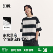 森馬（Semir）短袖T恤男條紋情侶裝夏季半袖上衣oversize無性別潮101324100211
