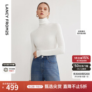 朗姿【王楚然同款】純羊毛高領(lǐng)針織衫秋冬內(nèi)搭打底上衣曠野美拉德 白色 XL