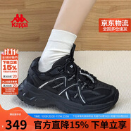 卡帕（Kappa）復(fù)古運動老爹鞋女秋季新款厚底增高休閑情侶跑步鞋子女 黑色 38.5