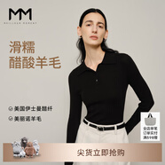 麥檬MM爆款寬松連帽質(zhì)感針織衫毛衣上衣25秋冬新款 Polo領(lǐng)-黑色-長(cháng)袖5F7932692 S