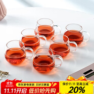 憶壺茶 玻璃杯兩只小茶杯帶把手喝水杯耐熱玻璃綠茶杯茶壺配杯茶具品茗杯加厚家用商務(wù)小杯 品杯 120ml 6只