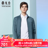 雅戈?duì)枺╕OUNGOR）單行政夾克男立領(lǐng)短款單茄克聚酯纖維氨綸領(lǐng)子織帶點(diǎn)綴 VJJK424984GQA湖藍(lán)色 L 175/96A