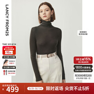 朗姿【王楚然同款】純羊毛高領針織衫春冬內(nèi)搭打底上衣曠野美拉德 深橄欖綠色 M