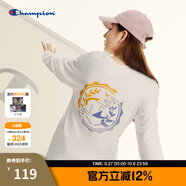 Champion冠軍夏季新款美式街頭復(fù)古潮流撞色徽章全棉打底衫長袖t恤男