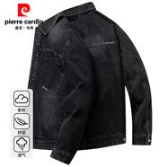 皮爾卡丹牛仔夾克衫男式秋冬潮流韓版工裝休閑衣寬松機車(chē)服上衣外套