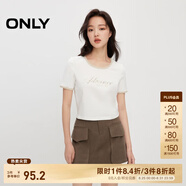 ONLY夏季潮流撞色水鉆印花圓領(lǐng)修身短款T恤女|124201123 S00 白色 M (165) 84A