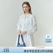 范思藍恩23FS11337白色蕾絲拼接連衣裙女春秋新款溫柔風a字裙 白色 XS
