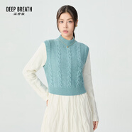 深呼吸DEEP BREATH女裝純羊毛馬甲背心針織衫女A301153 冰島藍(lán) L (4碼)